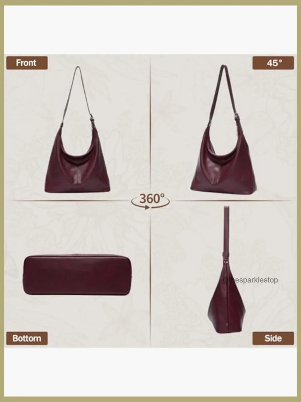 Large Slouchy Hobo Bag with Adjustable Strap Vegan Leather